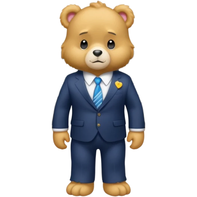 Care bear with a suit sad in the metro emoji