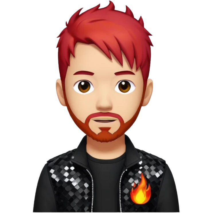 Mike Shinoda with fiery red hair, black sequin tour outfit  emoji