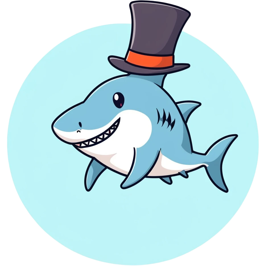 Shark with a top hat emoji