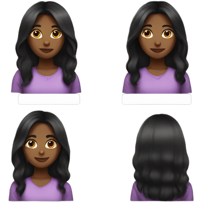 a black haired girl with medium long hair With a skin emoji