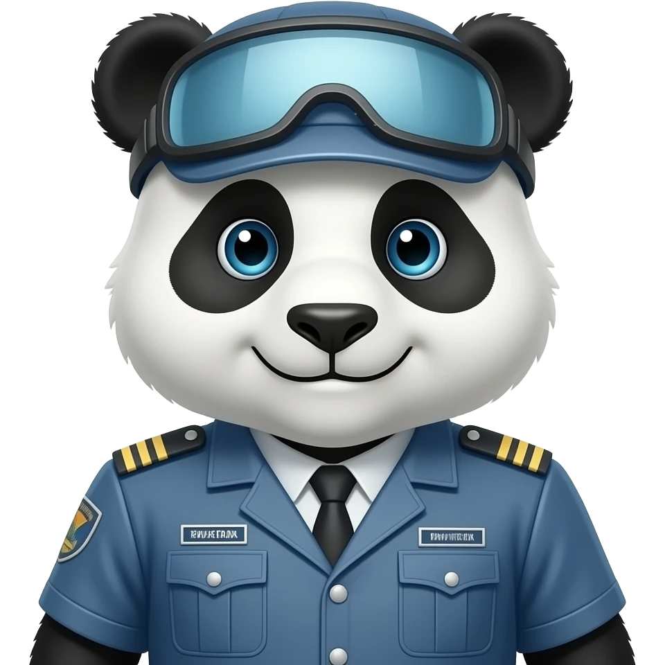 panda wear driving uniform half body close up standing emoji