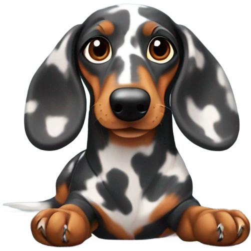 Dapple dachshund chewing pillow  emoji