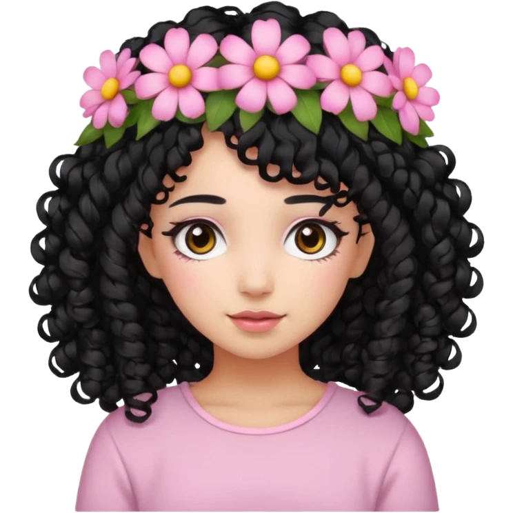Zumbi menina de cabelo cacheado baixo preto e rosa emoji