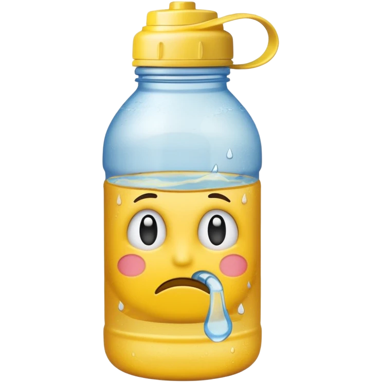 Emoji yellow sad stuck in a water bottle emoji
