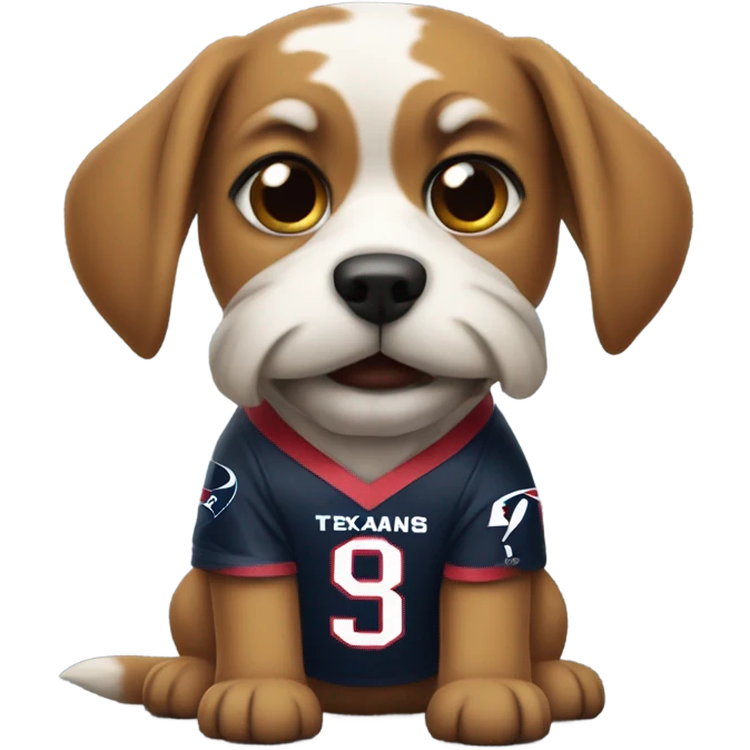 Dog wearing a Houston Texans jersey emoji