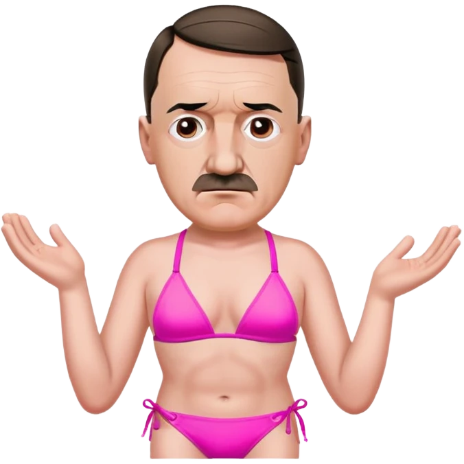 Adolf Hitler in a pink bikini with a strap on forehead emoji