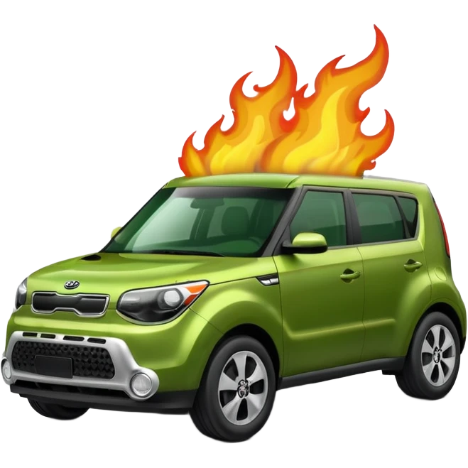 green kia soul on fire emoji