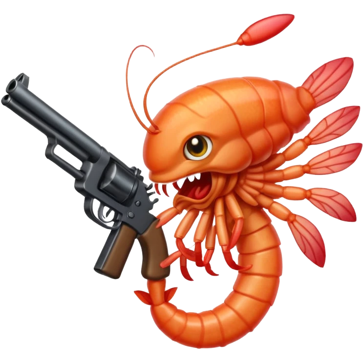 Angry shrimp with gun emoji