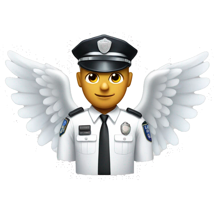 A White Police man with ANGEL WINGS emoji