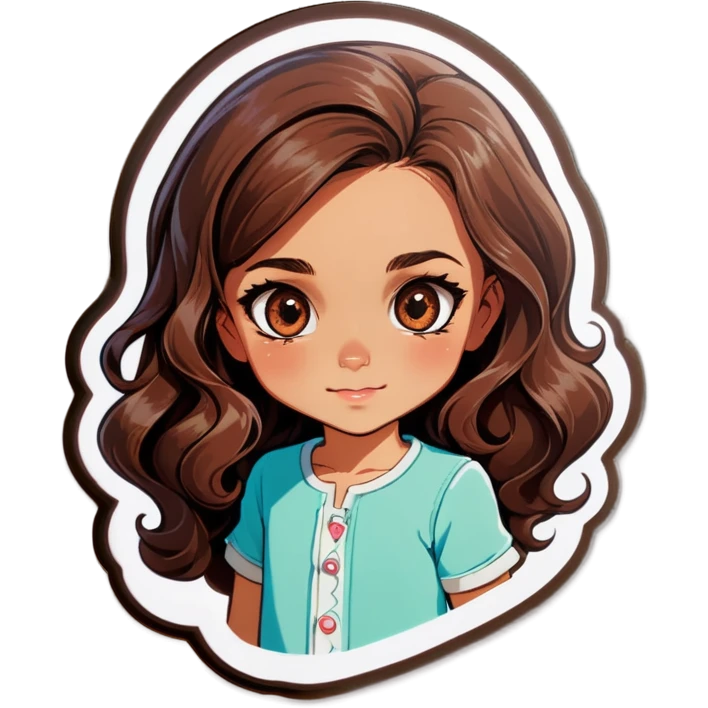 Girl with wavy haif and Brown eyes emoji