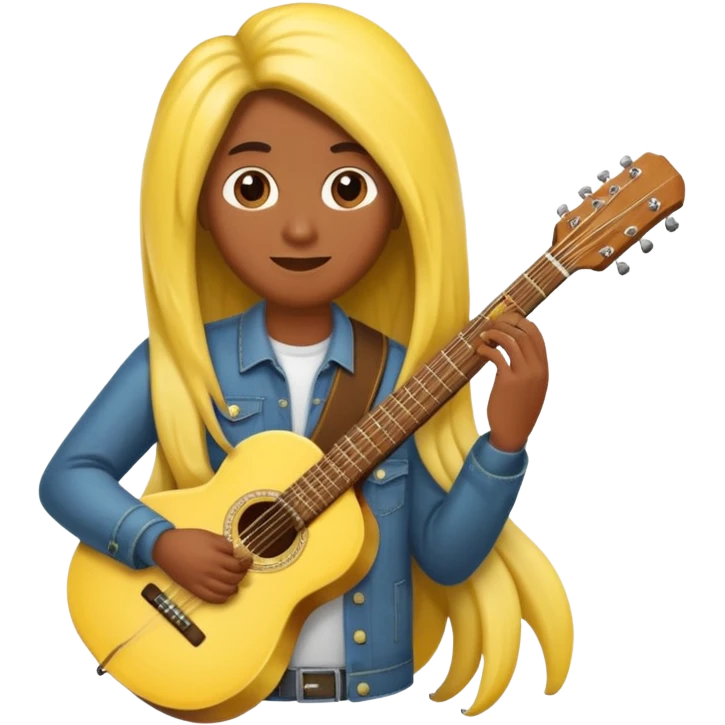 Banana with long hair and a guitar  emoji