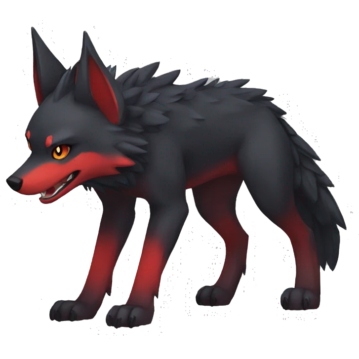 Cute cool black red nargacuga-wolf animal hybrid Fakemon full body emoji