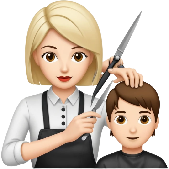 hair stylist teacher showing cutting techniques to students emoji