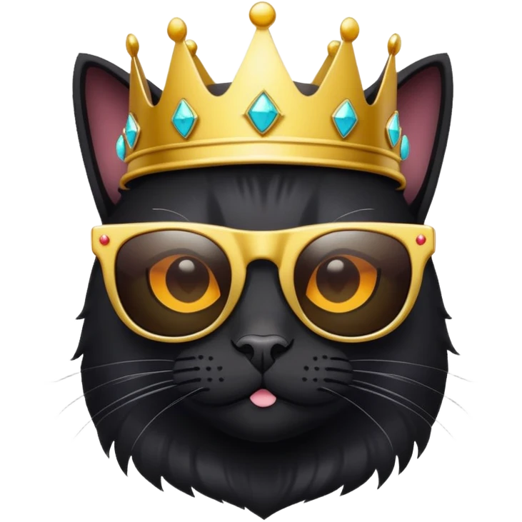 Black cat with crown and sunglasses emoji