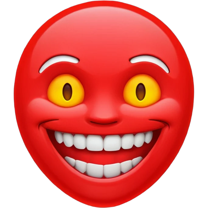 can you make me a red neon emoji out of the word "Ego" with teeth beside it  emoji