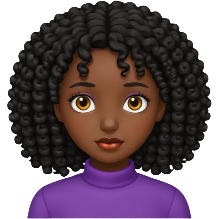 Dark girl with curly hair emoji