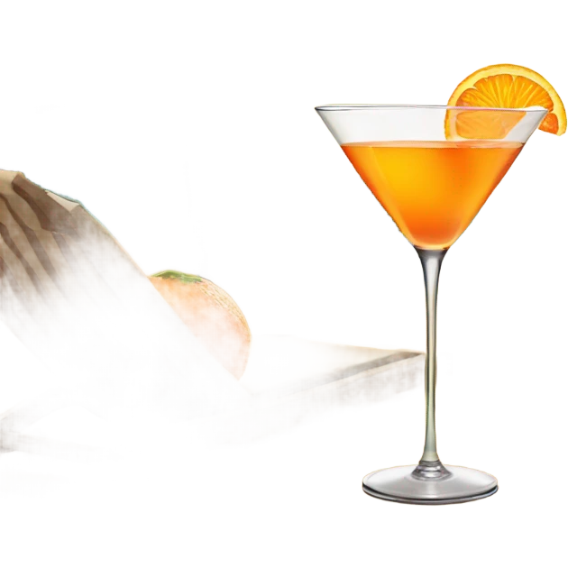 A tangerine will sunglasses sipping a martini on the beach at sunset  emoji