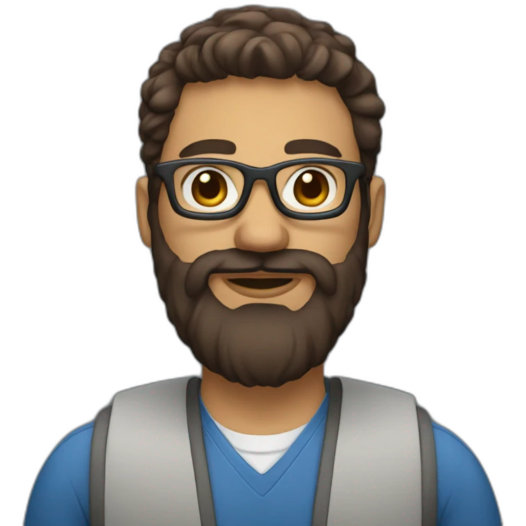 software engineer with brown beard and classes emoji