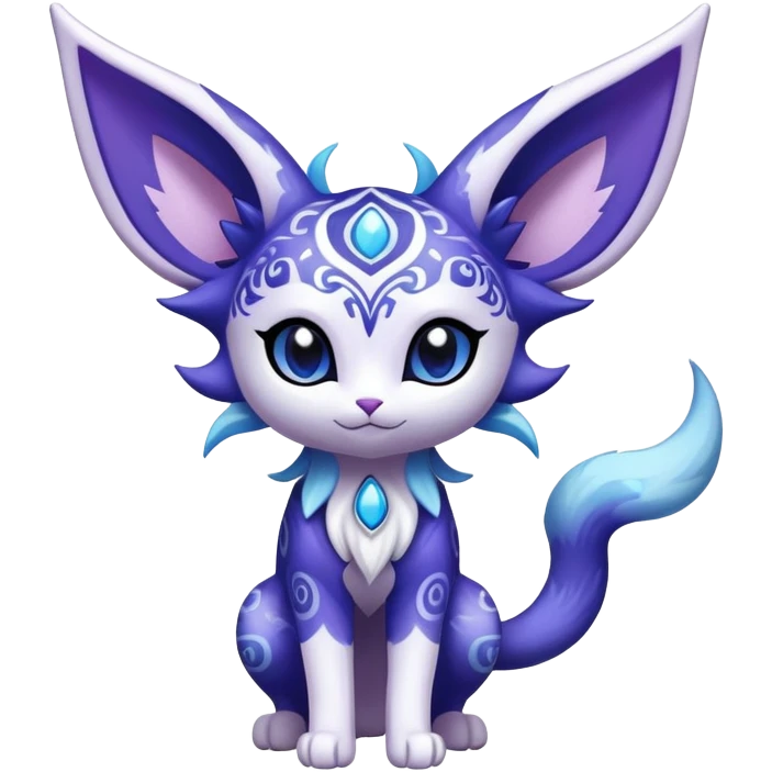 Shiny Exotic Cute Adorable Majestic Espeon-Meowstic-Hybrid-Creature with pattern-markings emoji