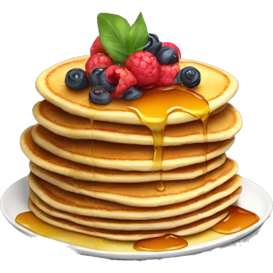 pancakes with honey decorated with berries on a plate emoji
