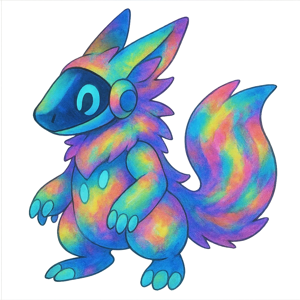 exotic tropical iridescent colorful nebula rainbow gradients cyber-Protogen-Fakémon-Pokémon emoji