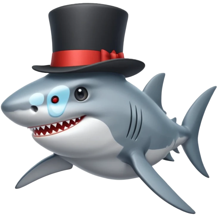Shark with a top hat emoji