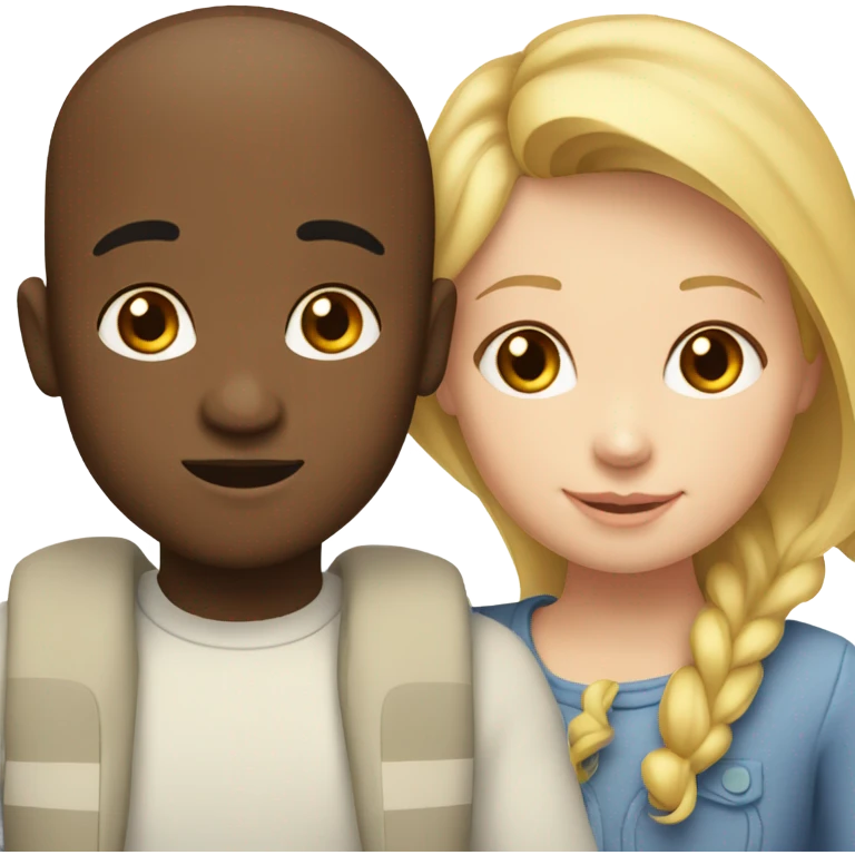 Couple with three kids. Mixed man. White woman. Two white toddlers. One mixed young girl emoji
