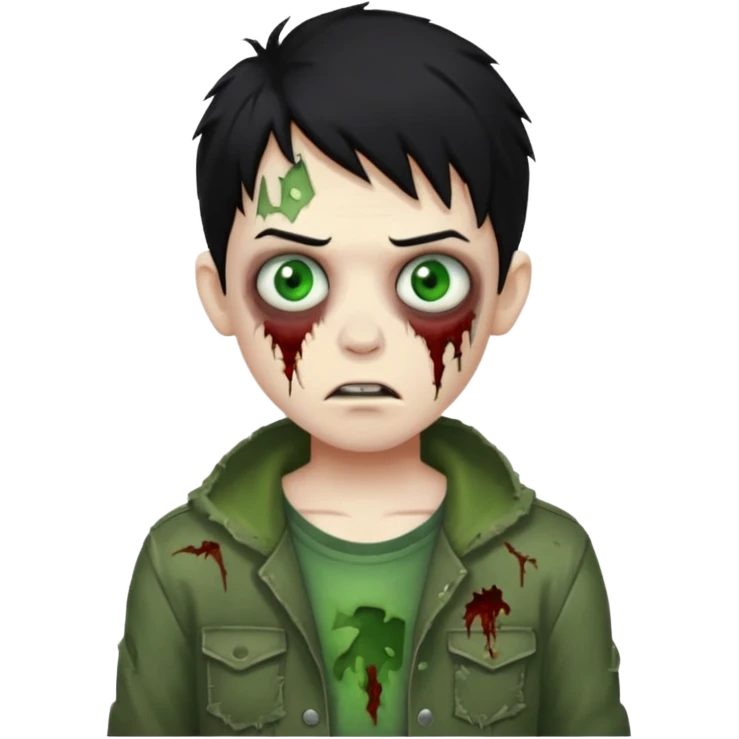 Boy zombie with black hair emoji