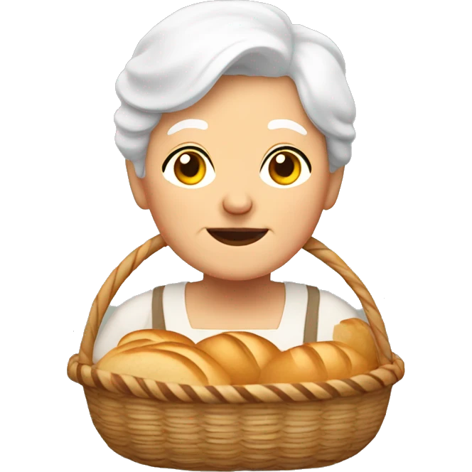 white grandma with bread basket emoji