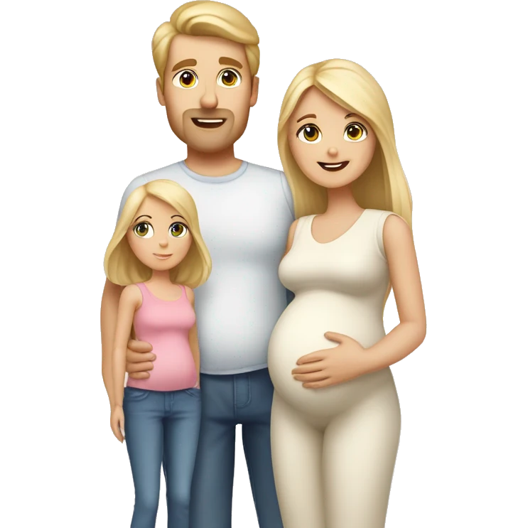 Caucasian family of four, blonde parents, pregnant mom, 2 little girls one blonde one brunette emoji