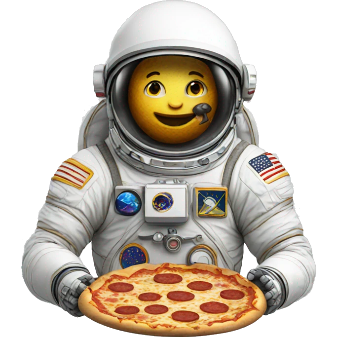An astronaut eating pizza emoji