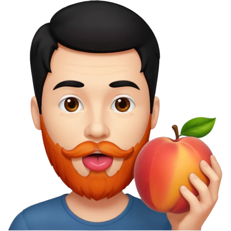 Black hair Man red beard licking peach emoji