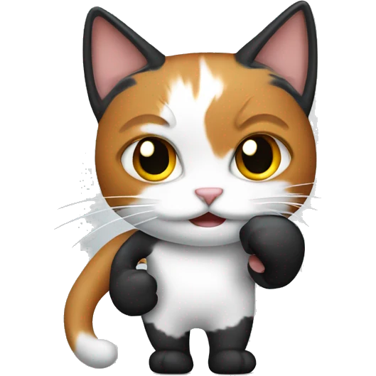 calico cat using fight gloves emoji