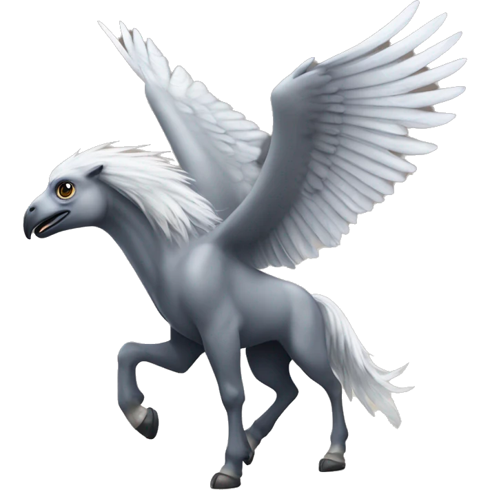 hippogriff: Majestic creatures with the front legs, wings, and head of a giant eagle and the body, hind legs, and tail of a horse. emoji
