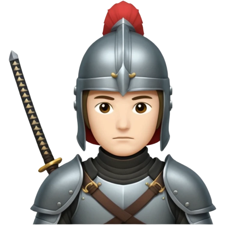  Armored noble with katana at side, kabuto helmet, stern posture. emoji