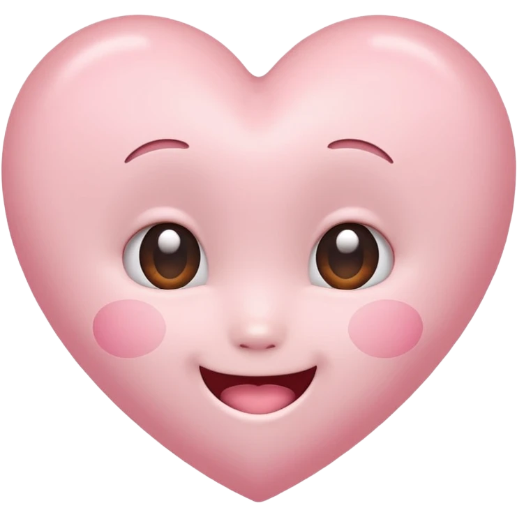 light pink heart with a cute face, kawaii expression emoji
