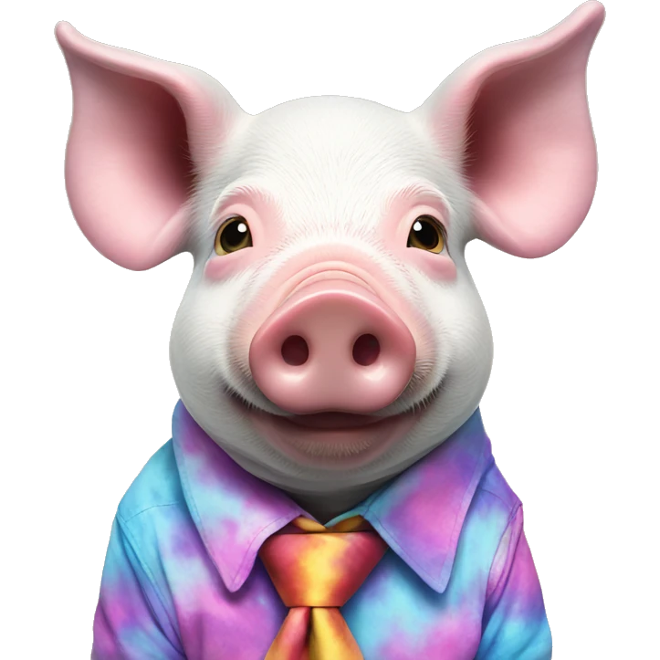 Pig wearing tie dye emoji