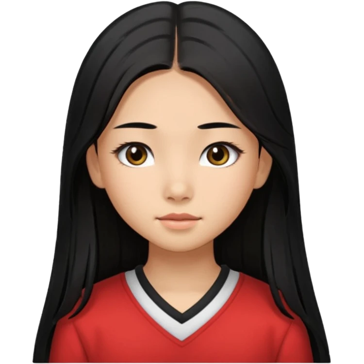 a tan chinese-american 15 year old girl with middle part long straight black hair down to her chest.eyelashes  emoji