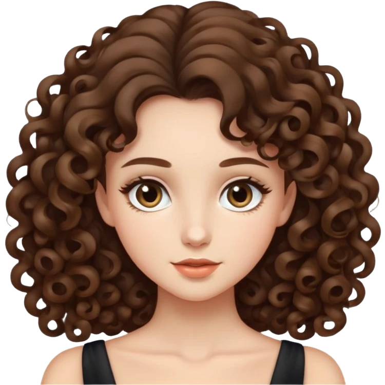 One Girl curly long eleganthair brunette and One Girl smooth hair long brunette elegant  emoji