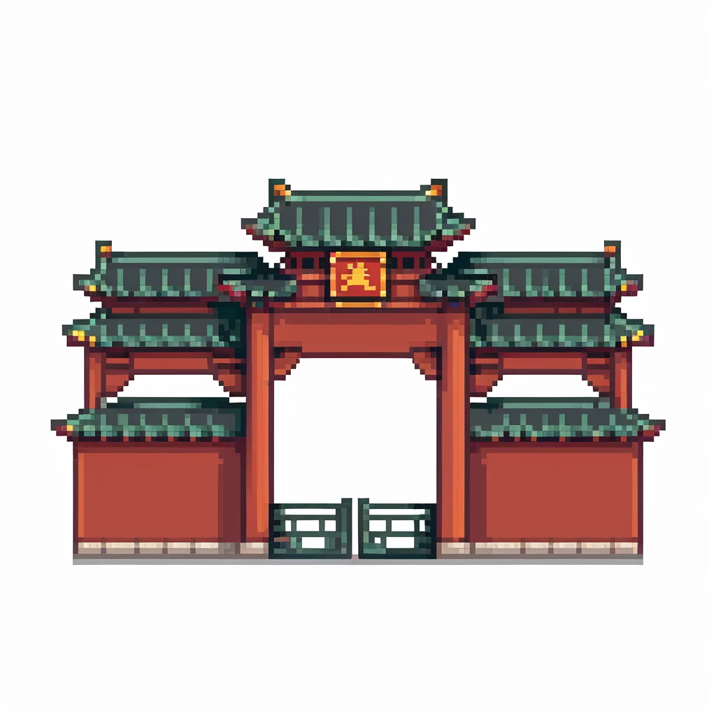 Tiananmen Square in Beijing with traditional Chinese architecture gate, sunny day, travel landmark illustration emoji