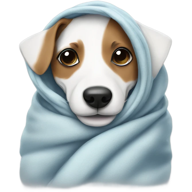Jack Russell snuggling in a  blanket emoji