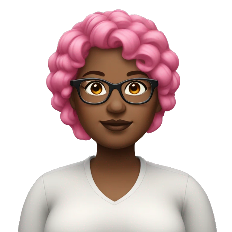 Plus size black woman with pink hair, a black mole, and colorful eyeglasses  emoji
