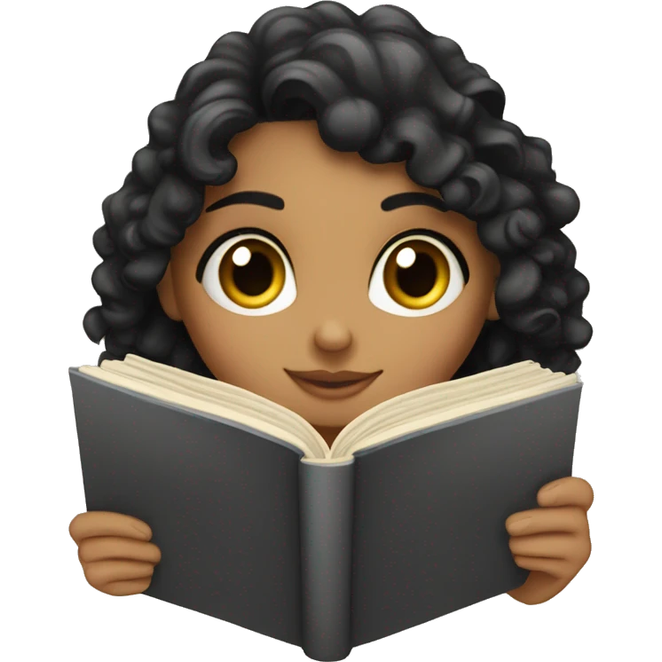 A curly balck haired egyptian girl reading a book emoji