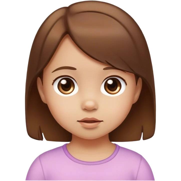 brown haired toddler girl looking at viewer emoji