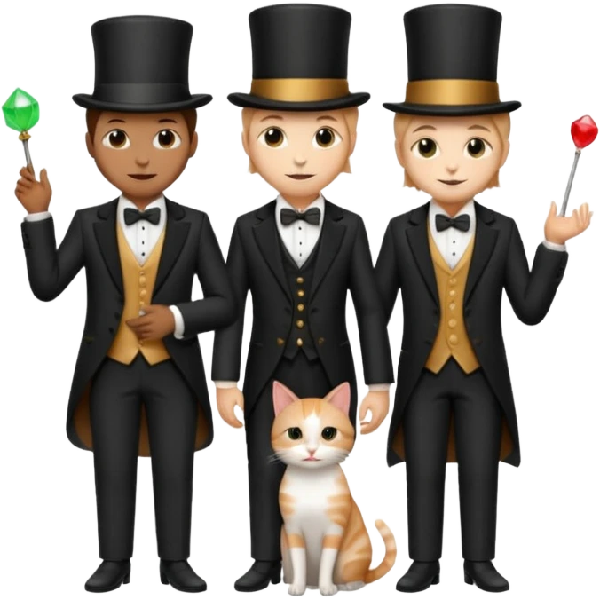 magician couple and their pet cat emoji