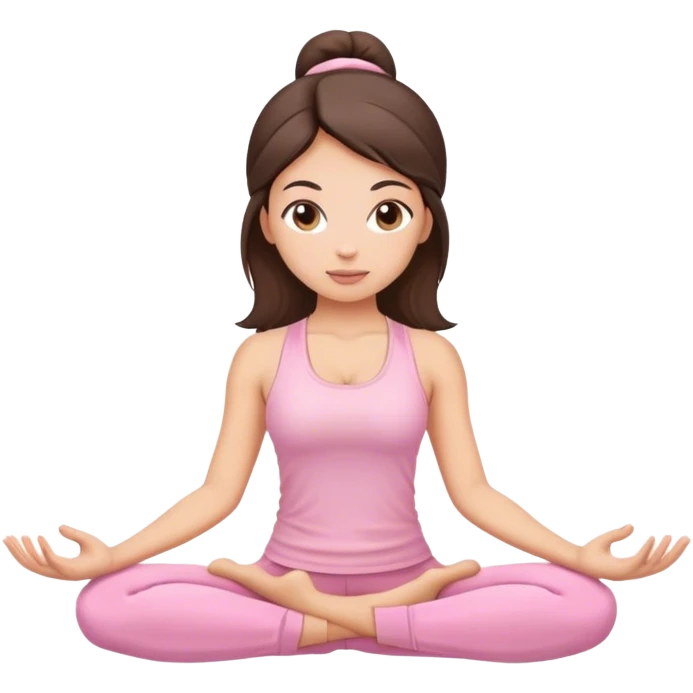 brunette yoga girl light pink clothes n emoji