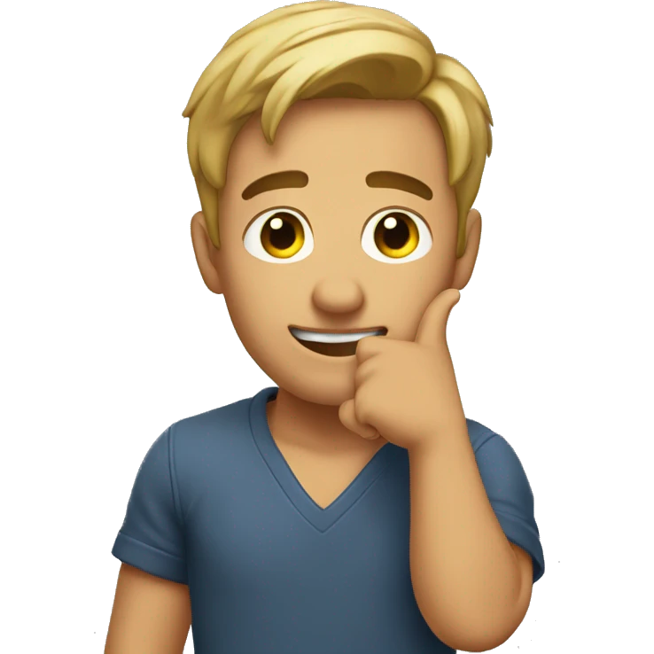 young man pointing at his ear emoji