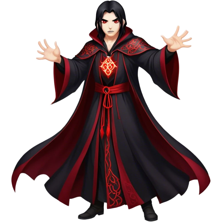Cinematic Realistic WoW Vampire Mage Portrait, captured in a dynamic, battle-ready pose as he unleashes a torrent of arcane energy. His pallid skin and sleek dark hair contrast sharply with the flowing black robe adorned in silver filigree and glowing runes, while his crimson eyes radiate unyielding power. Rendered with intense, lifelike texture and dynamic, eerie lighting, high shine, embodying the fierce, relentless spirit of a dark sorcerer. emoji