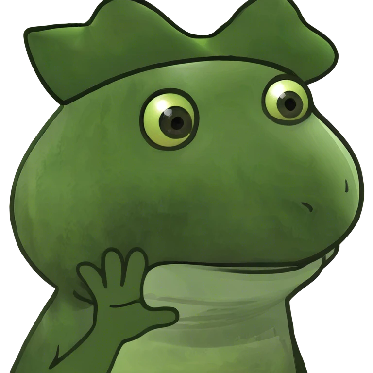 white cat wearing a frog hat emoji