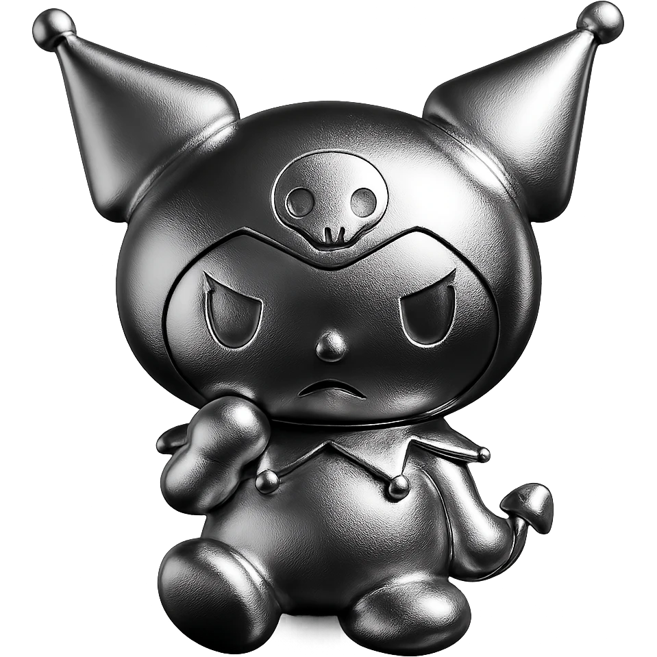 Kuromi character, shiny metallic chrome style emoji